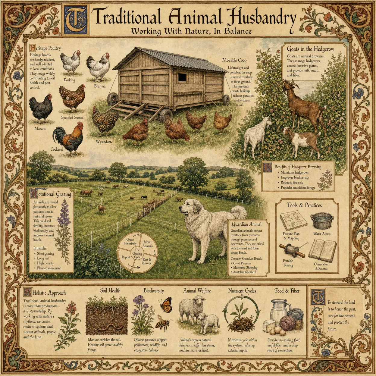 Traditional animal husbandry: heritage breed chickens in mov