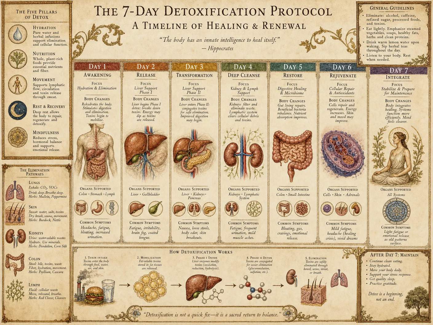 Detoxification protocol timeline: day-by-day body changes du