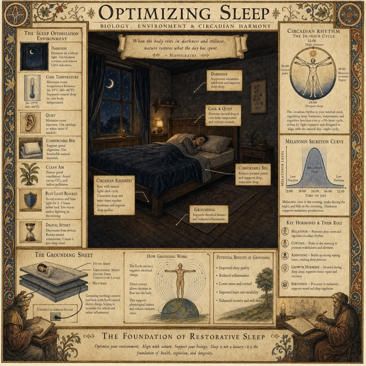 Sleep optimization environment: dark room, cool temperature,