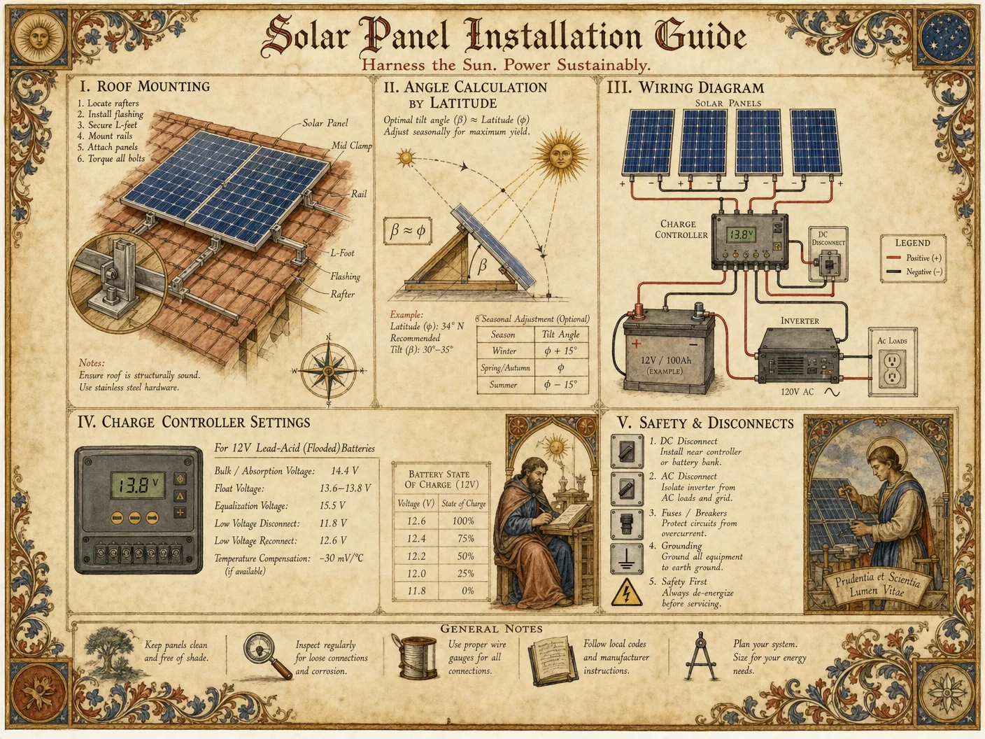 Solar panel installation guide: roof mounting, angle calcula