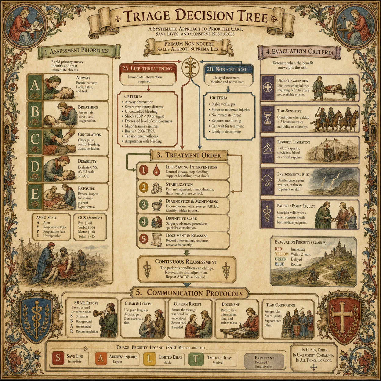 Triage decision tree: assessment priorities, life-threatenin