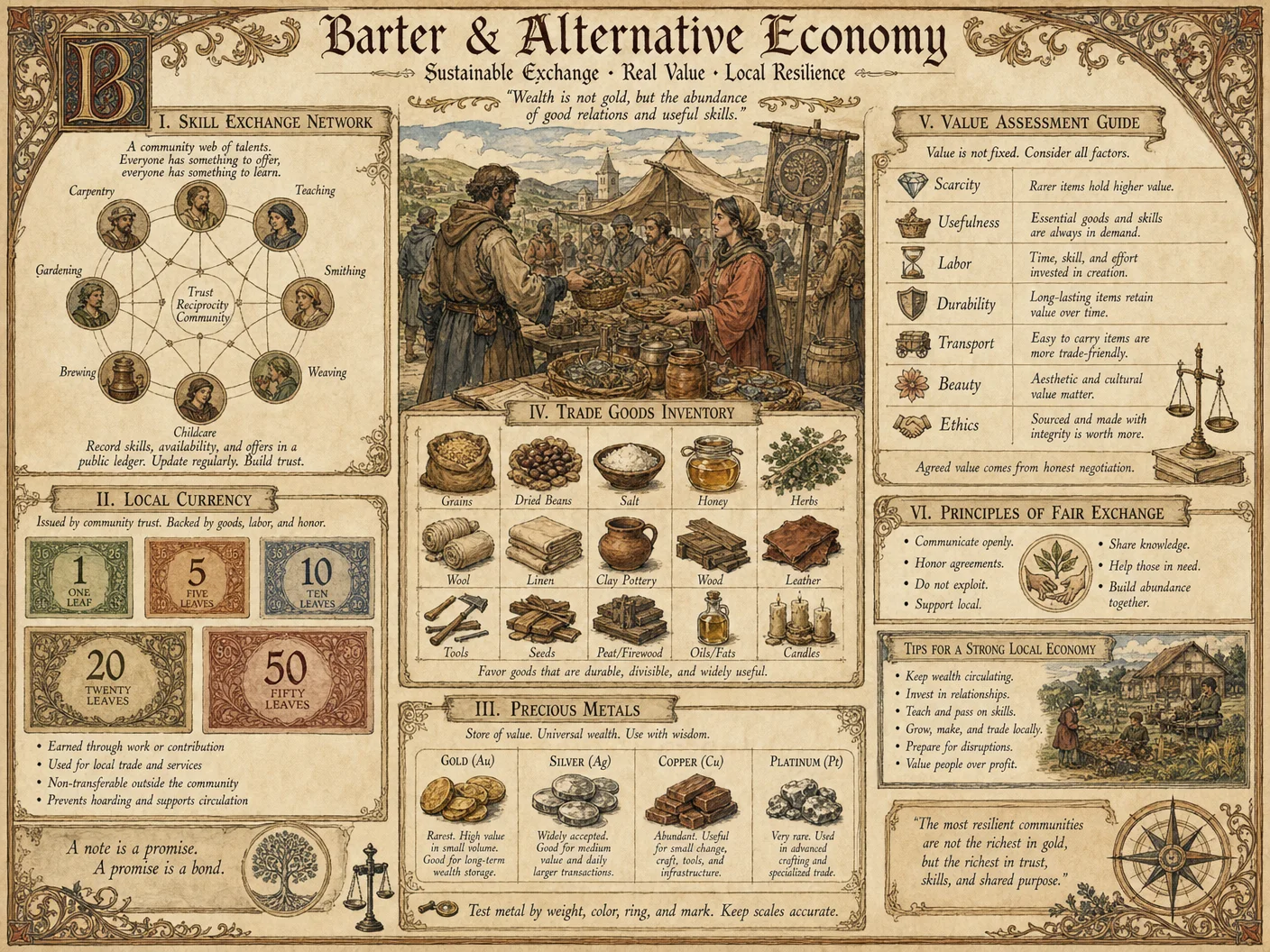 Barter and alternative economy: skill exchange network, loca