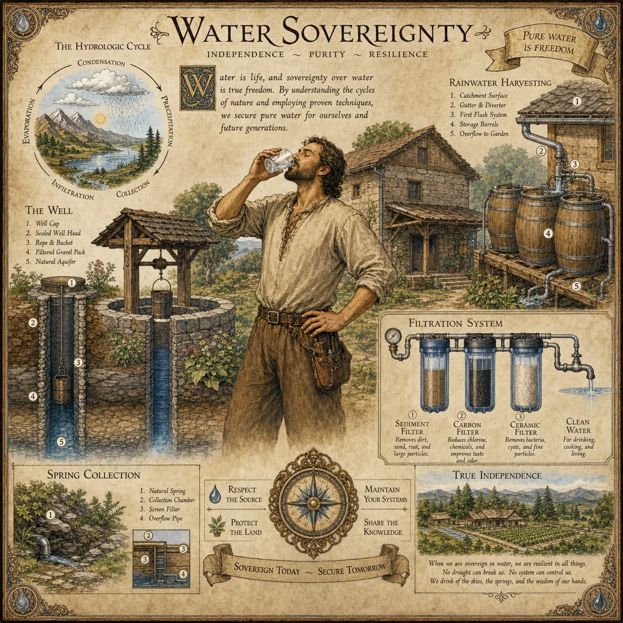 Water sovereignty achievement: person drinking pure water fr
