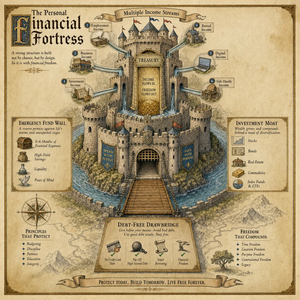 Personal financial fortress: multiple income streams flowing