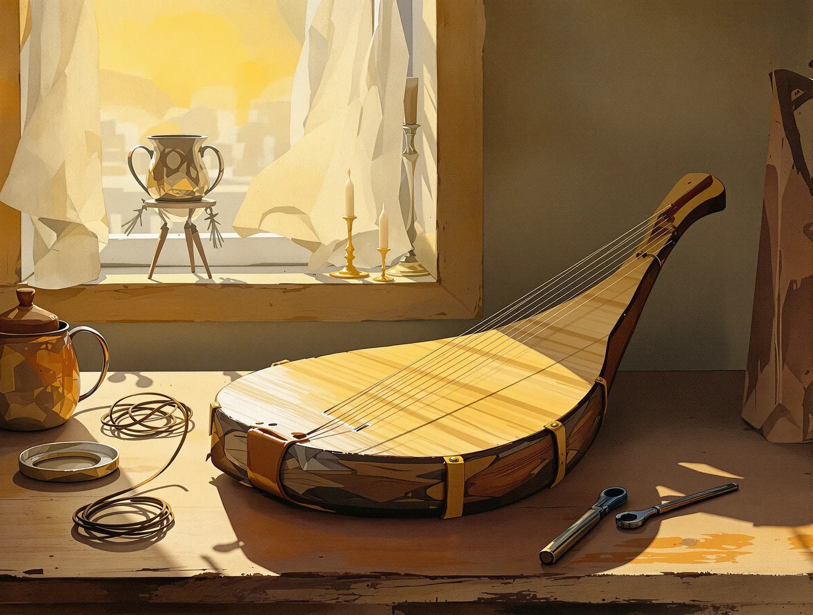 First light on the kitchen-table lyre