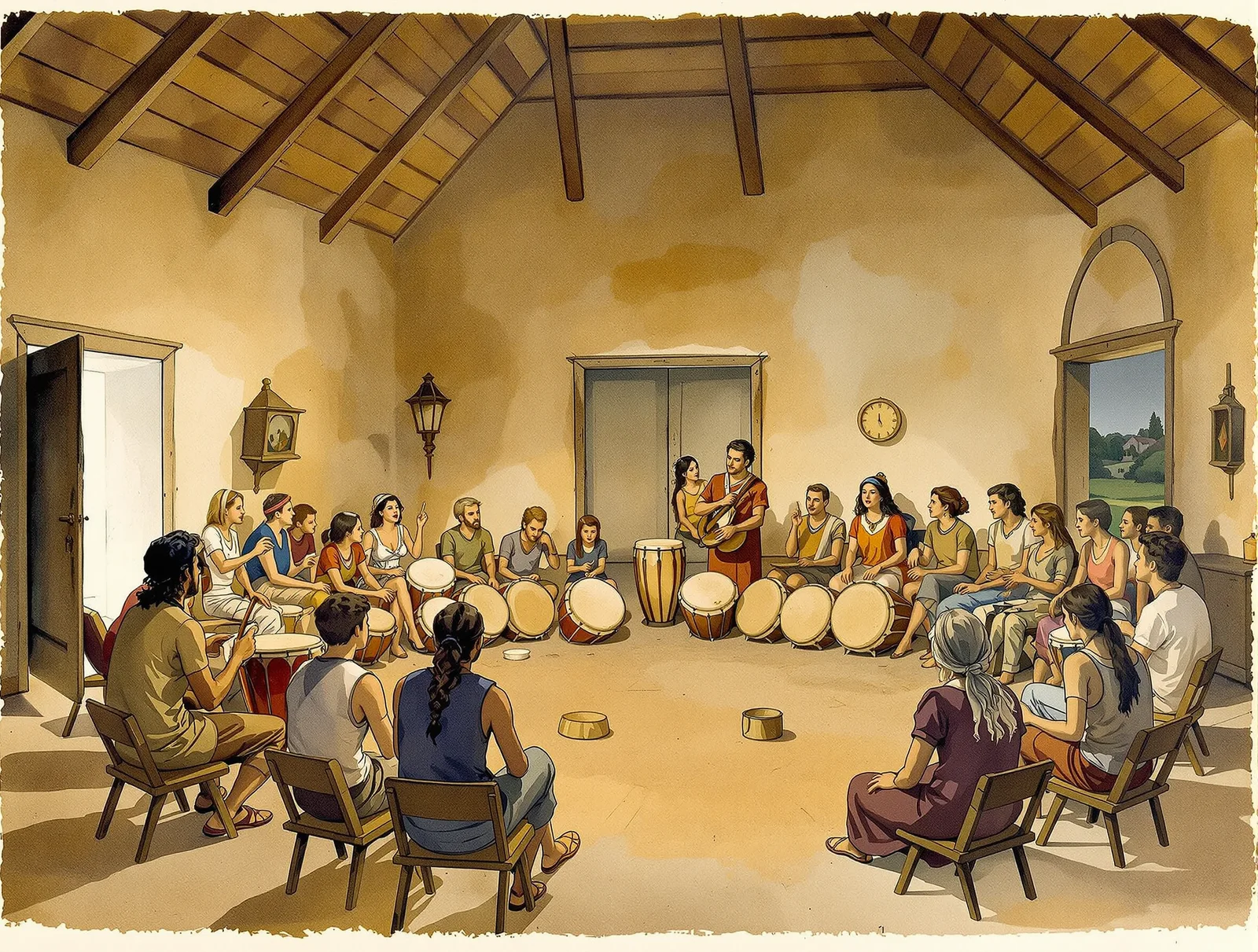The village music circle — the community gathered as one body