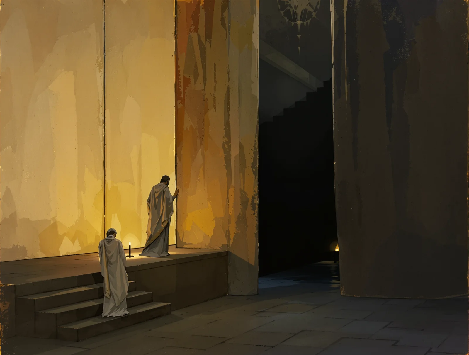 The keeper at the veil — the boundary held at evening