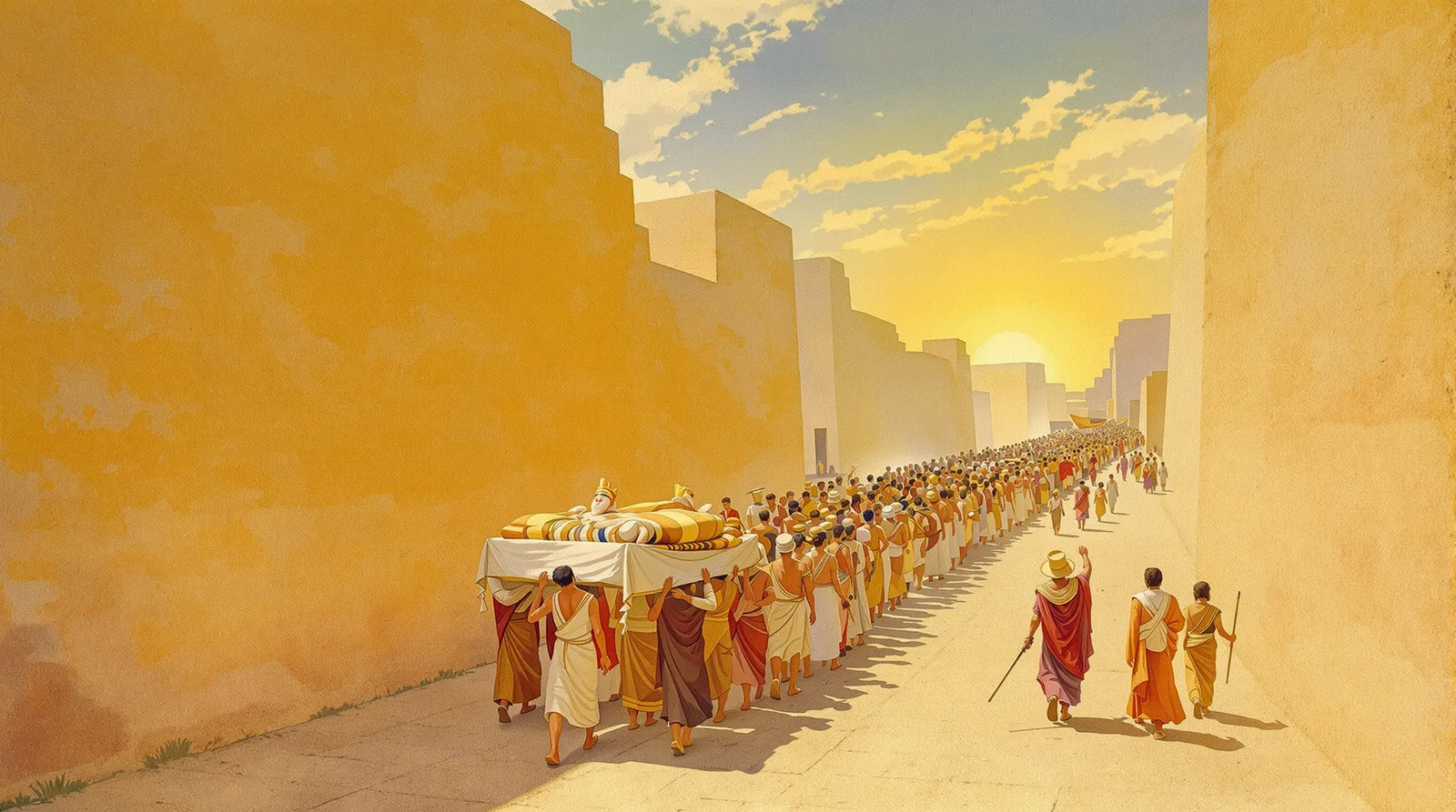 The festival procession — the borne god carried through the sacred way
