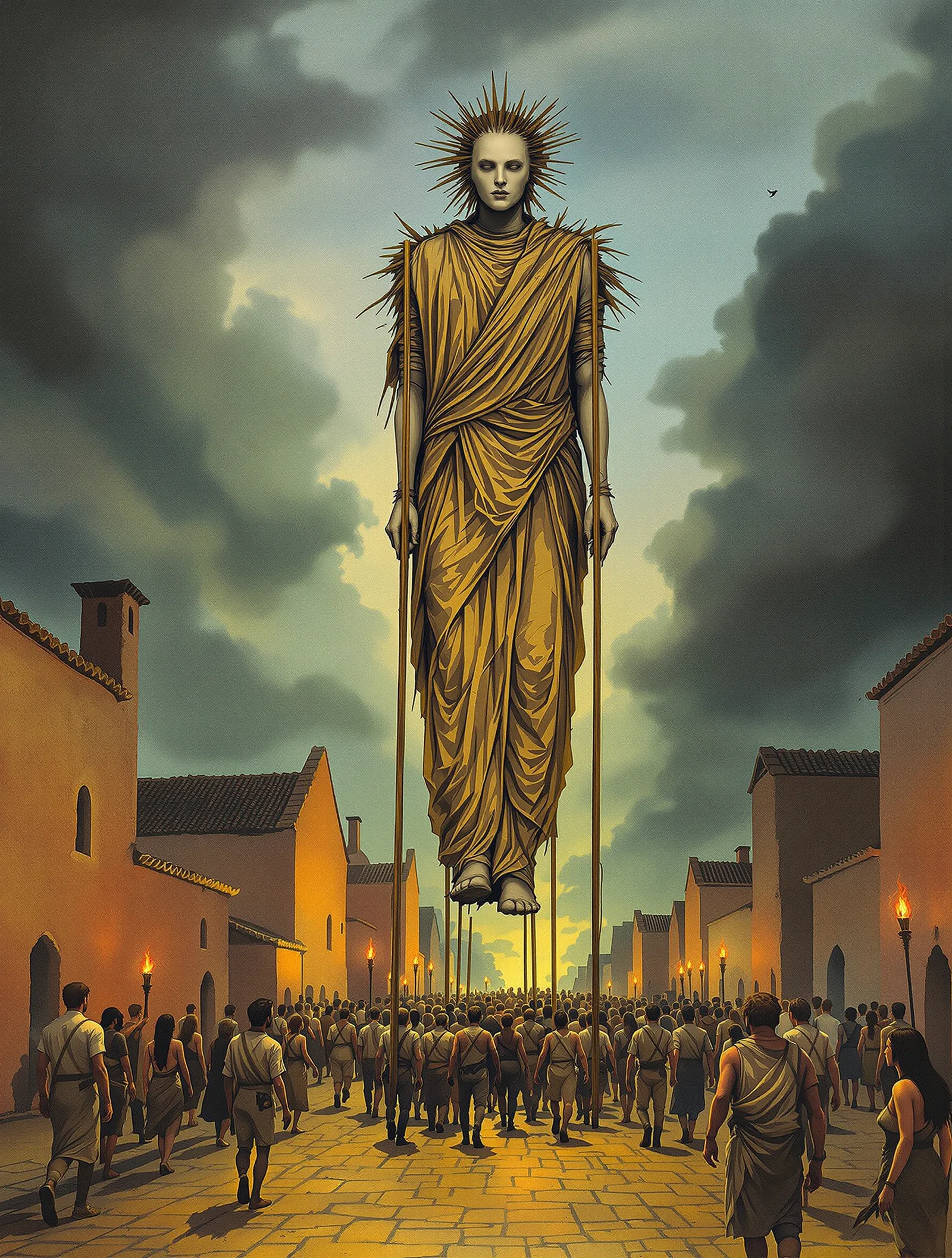 The processional effigy carried through the settlement