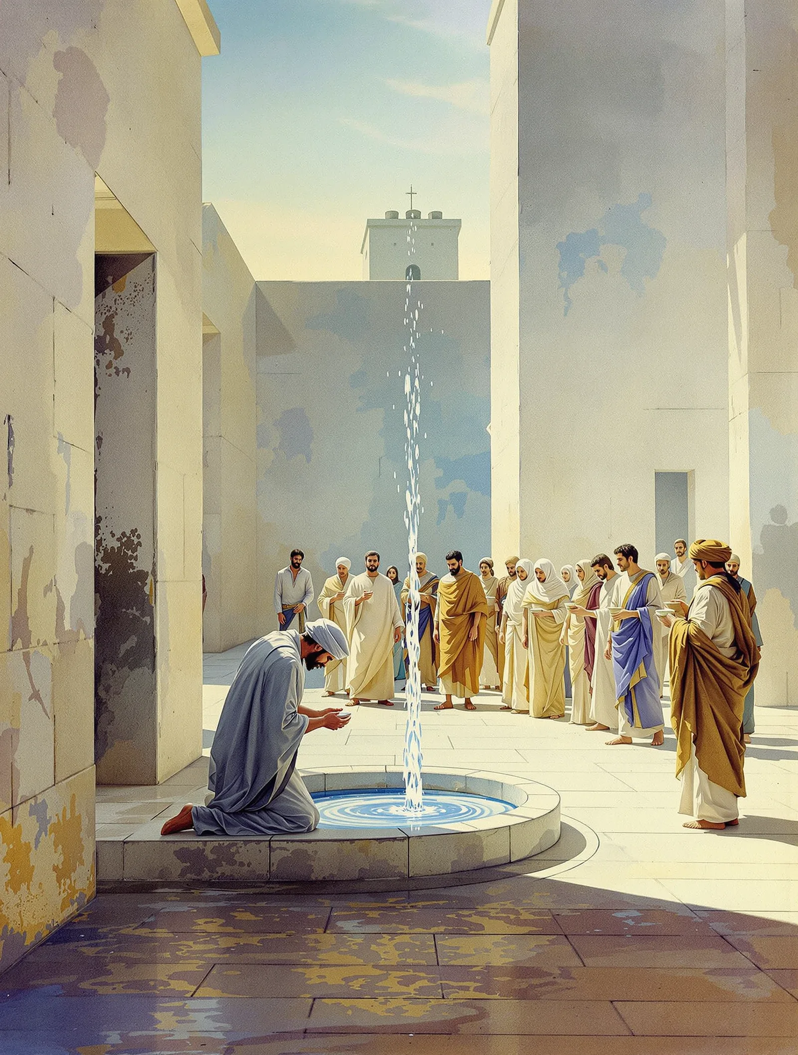 The dawn ablution at the temple basin