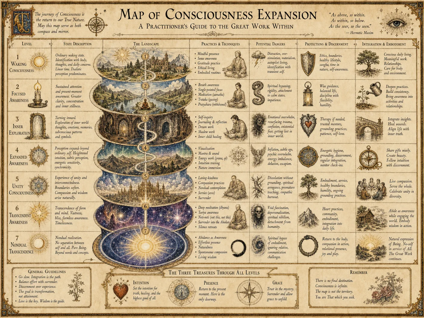 Consciousness expansion map: levels from waking to transcend