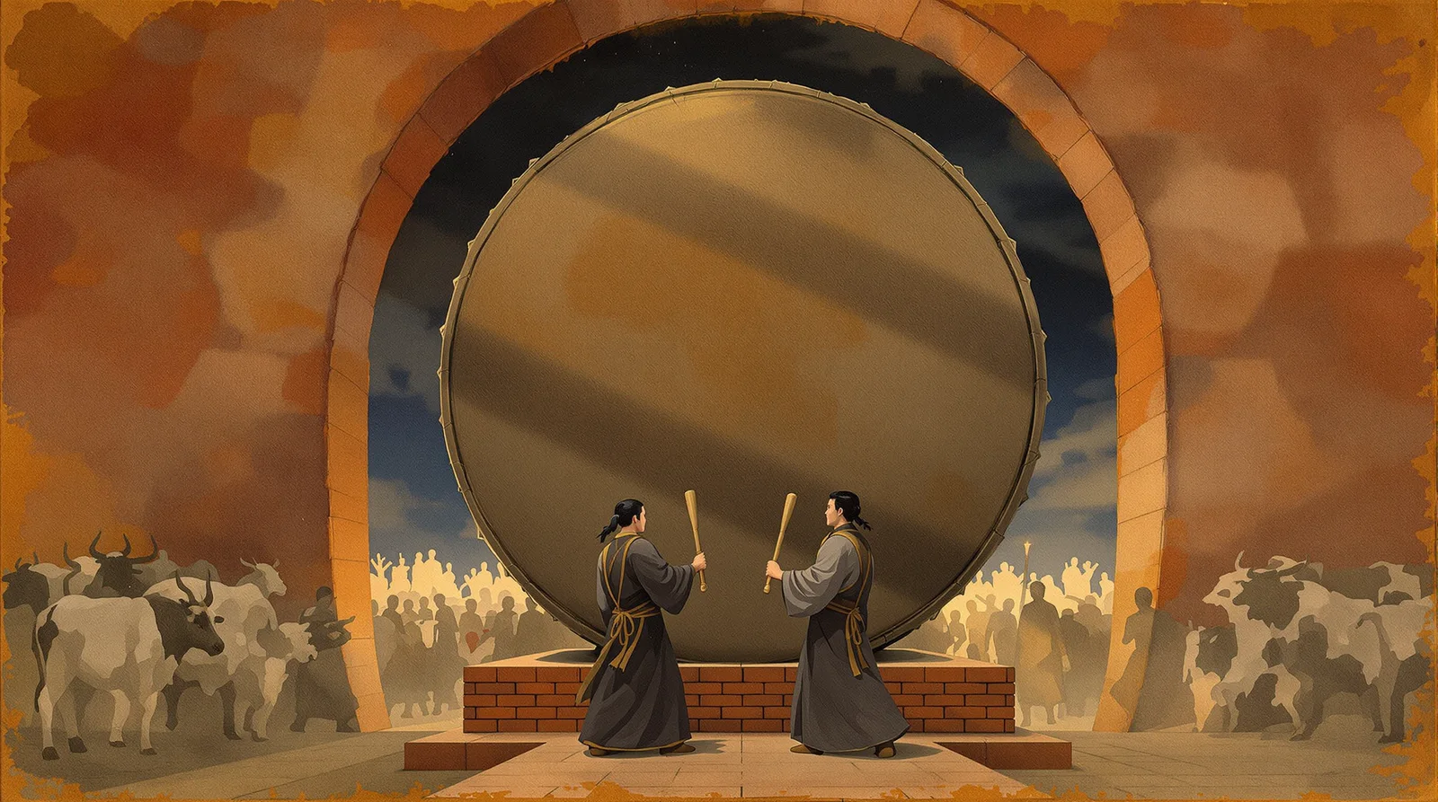 The gate ala at dusk: two players, one pulse