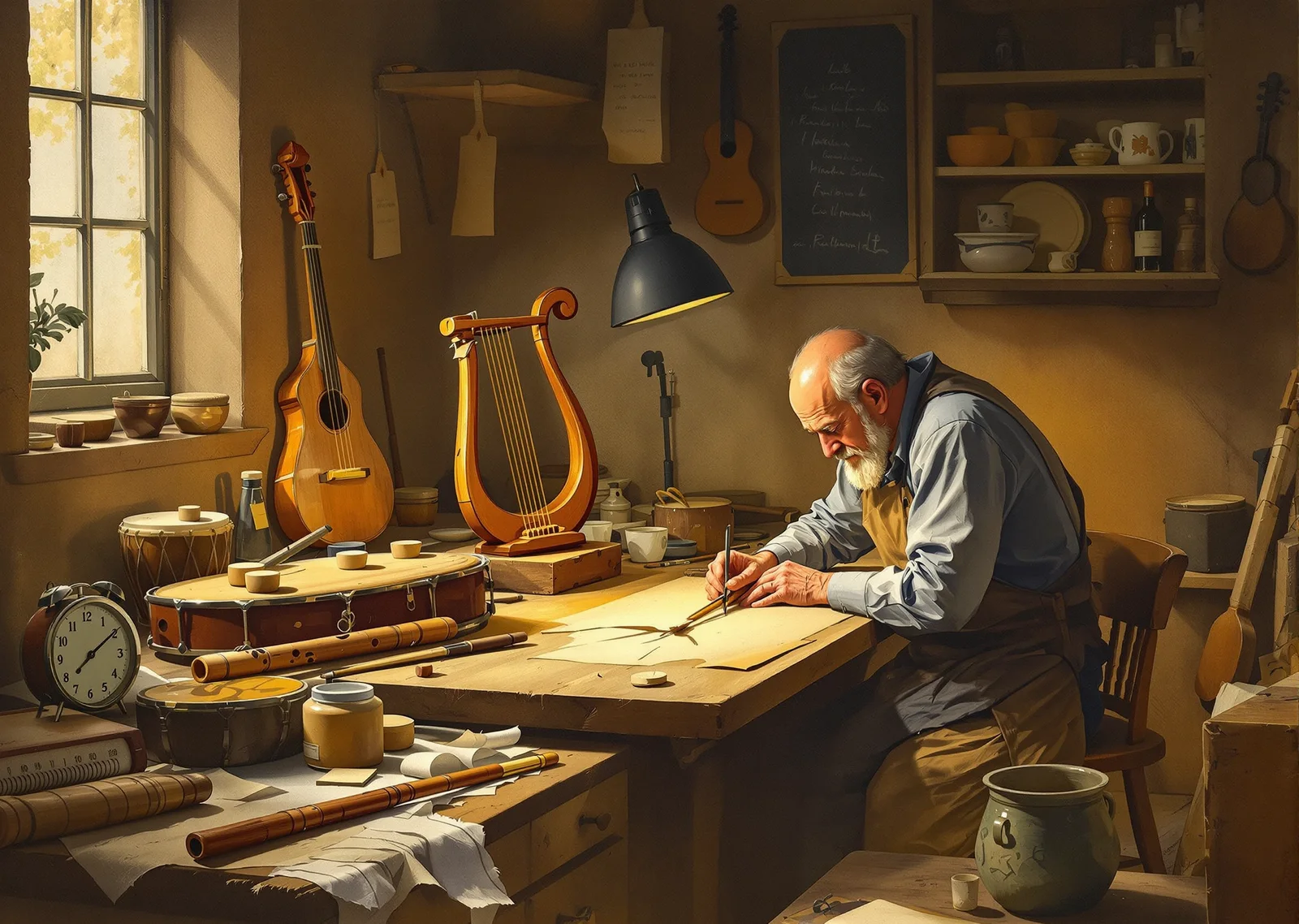 The instrument hospital: the sick lyre on the bench