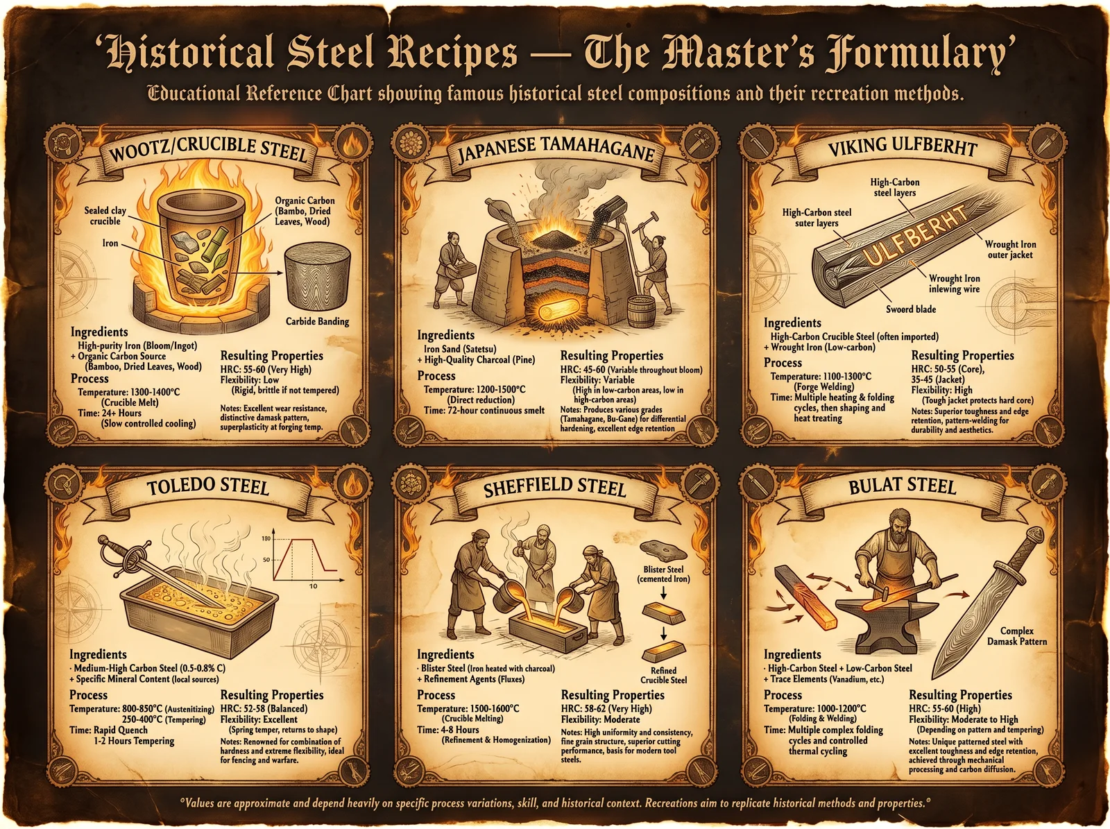 Historical Steel Recipes