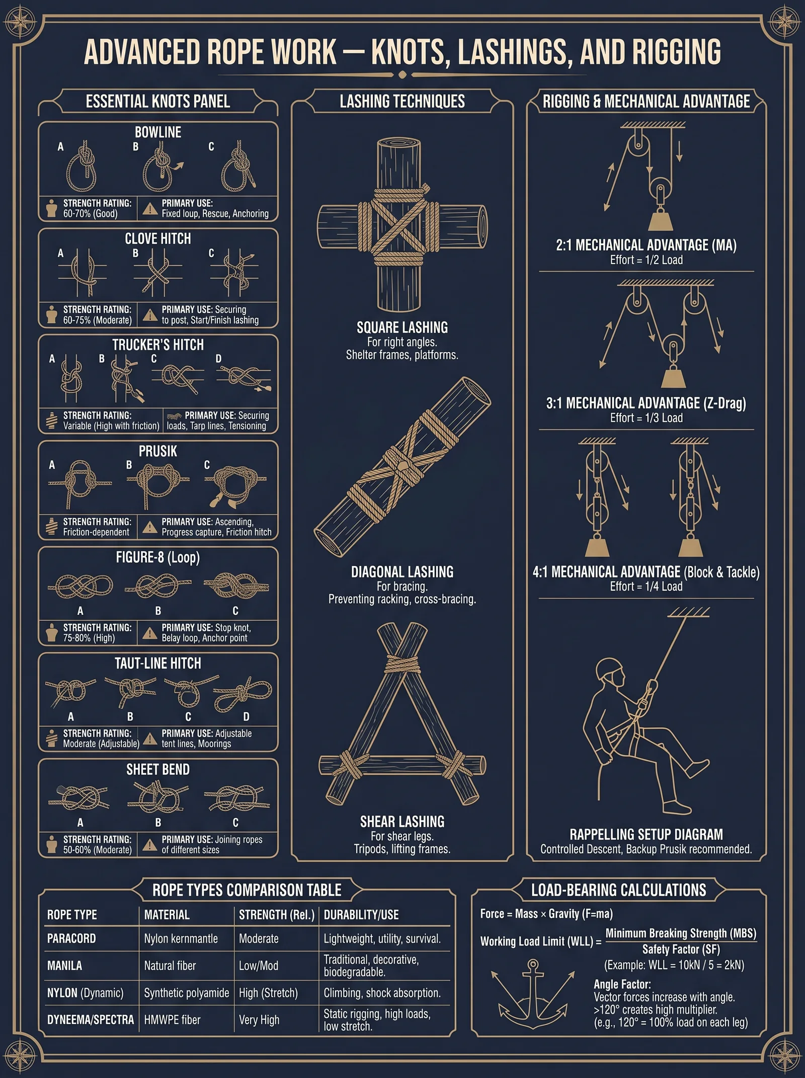 Rope Work — Climbing and Rappelling