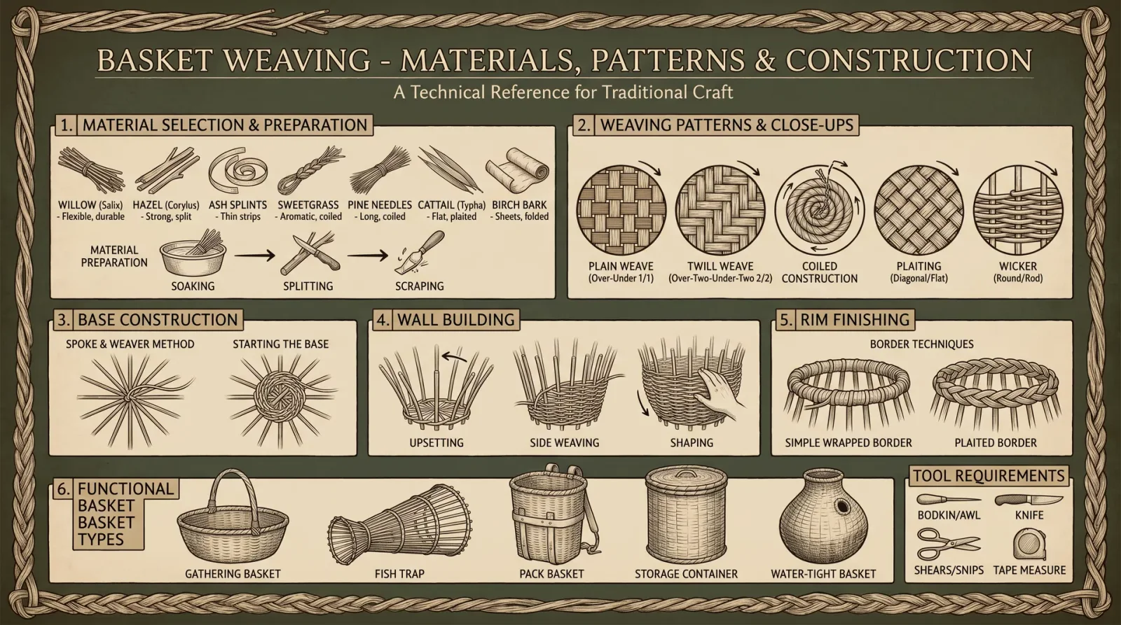 Basket Weaving — Materials, Patterns & Construction
