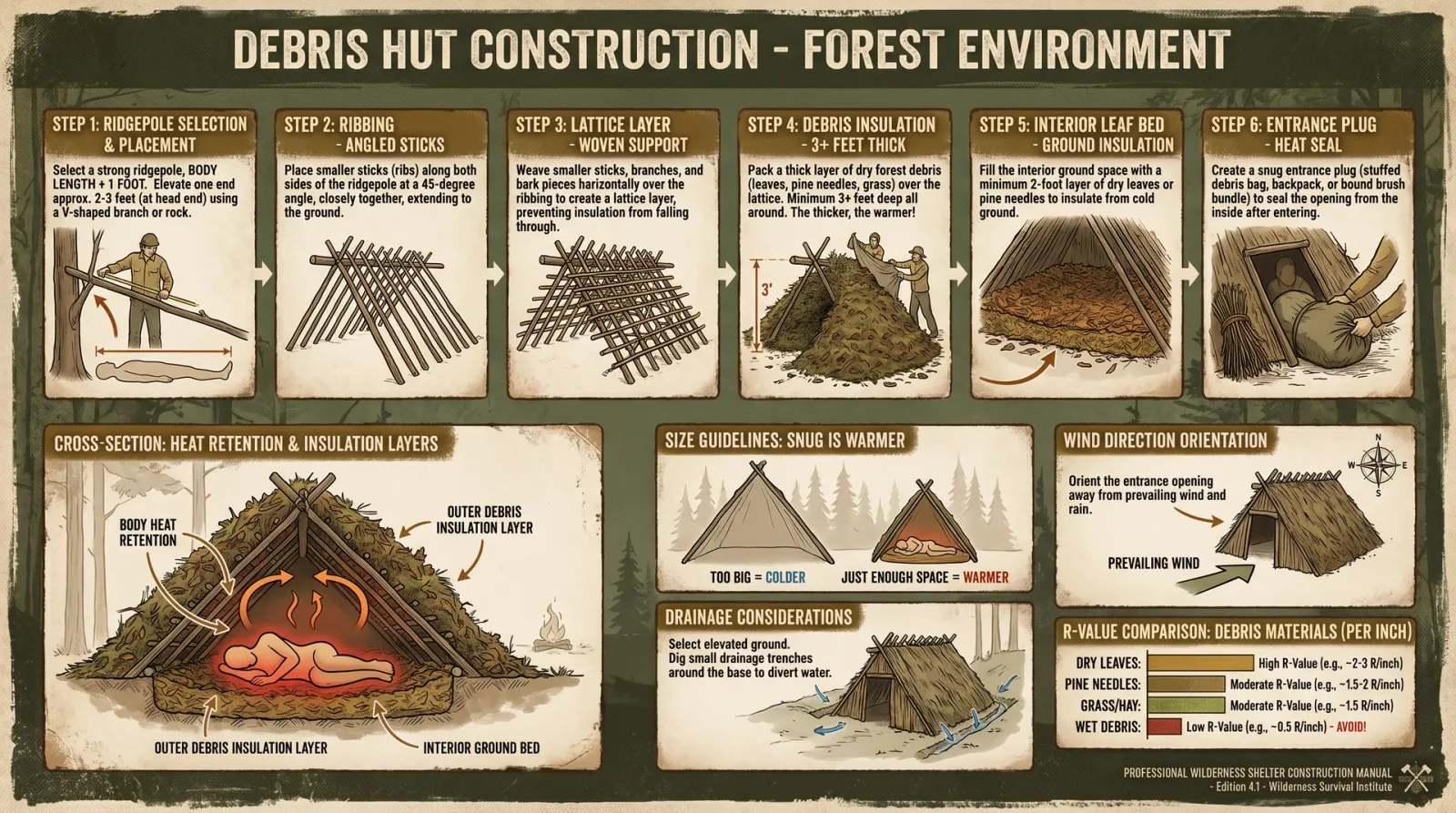 Debris Hut Construction — Forest Environment