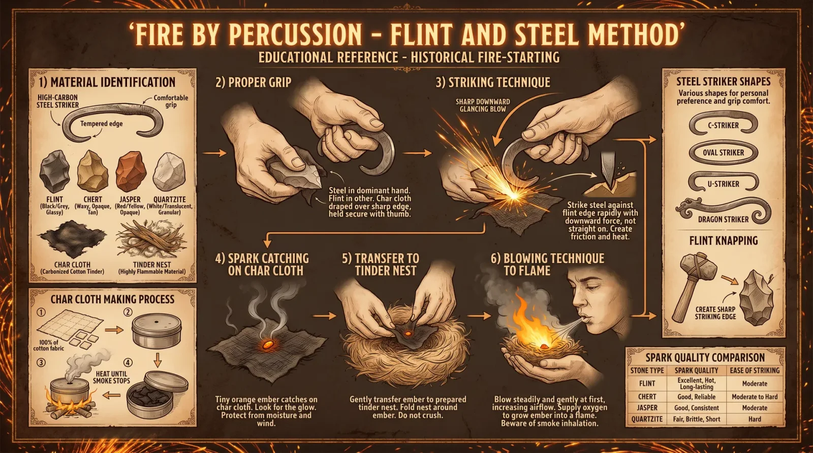 Fire by Percussion — Flint and Steel Method