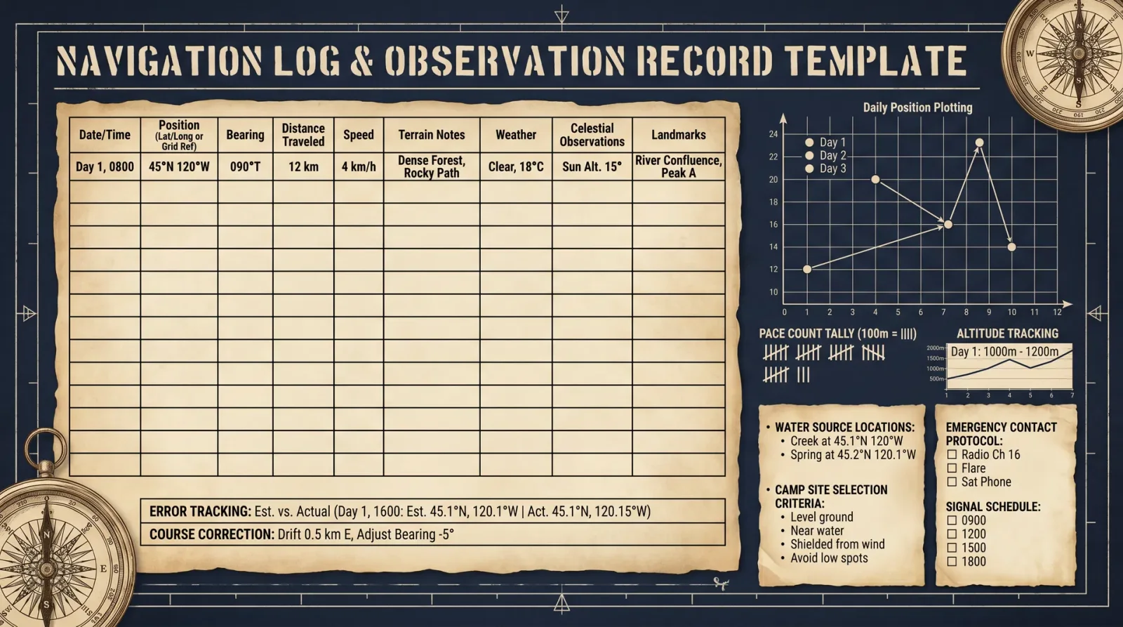 Navigation Log & Observation Record Template