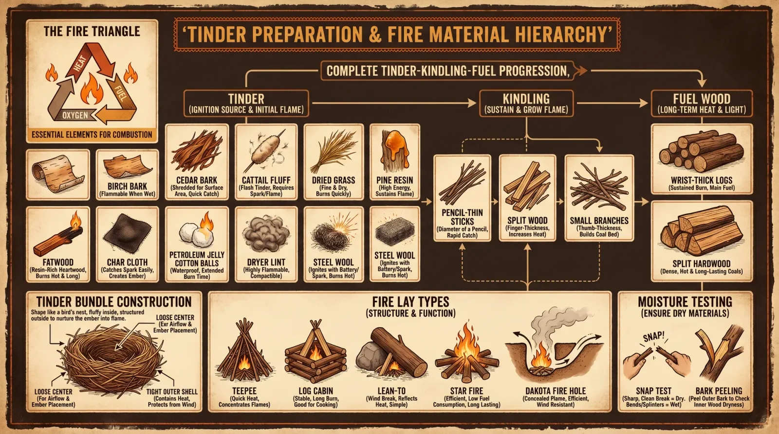 Tinder Preparation & Fire Material Hierarchy