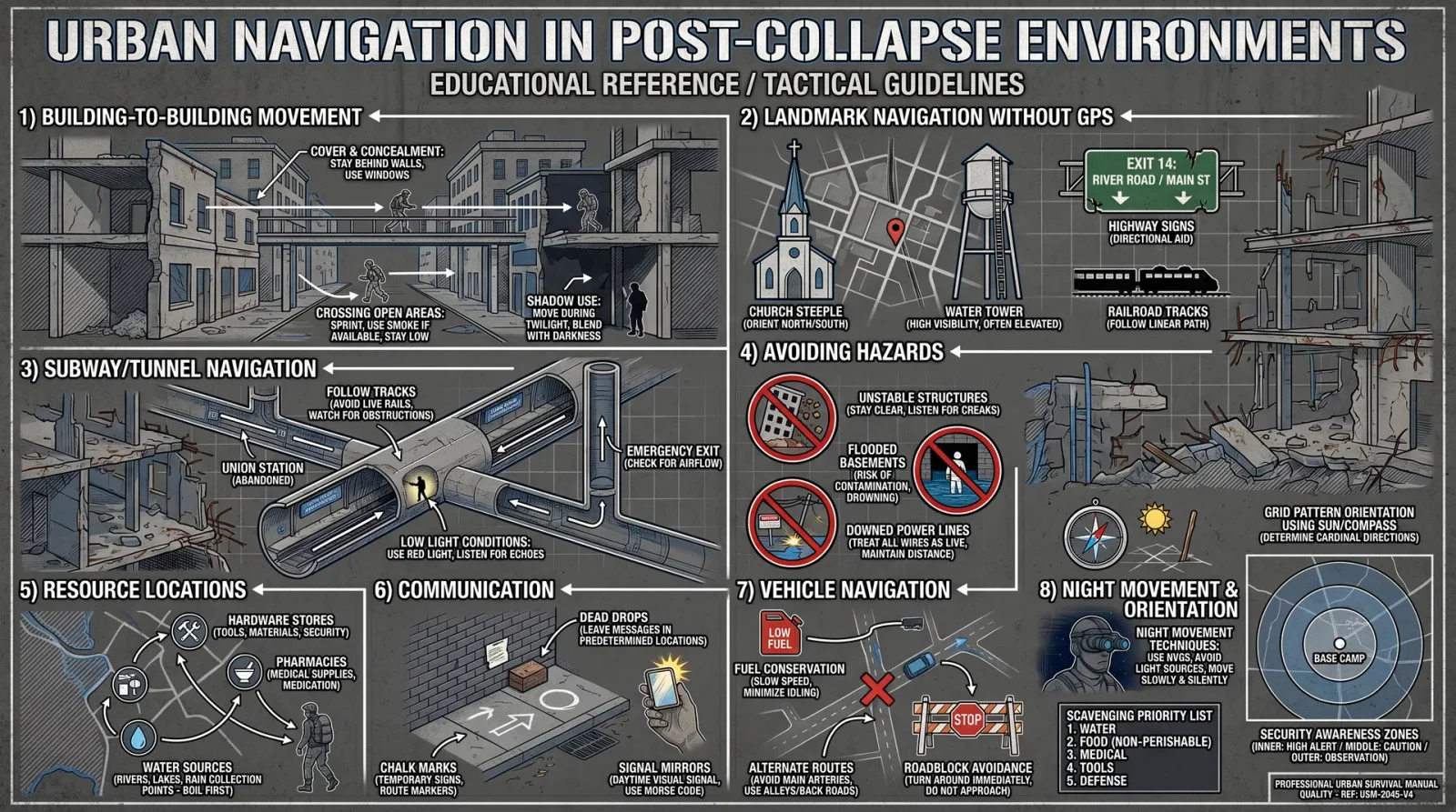 Urban Navigation in Post-Collapse Environments