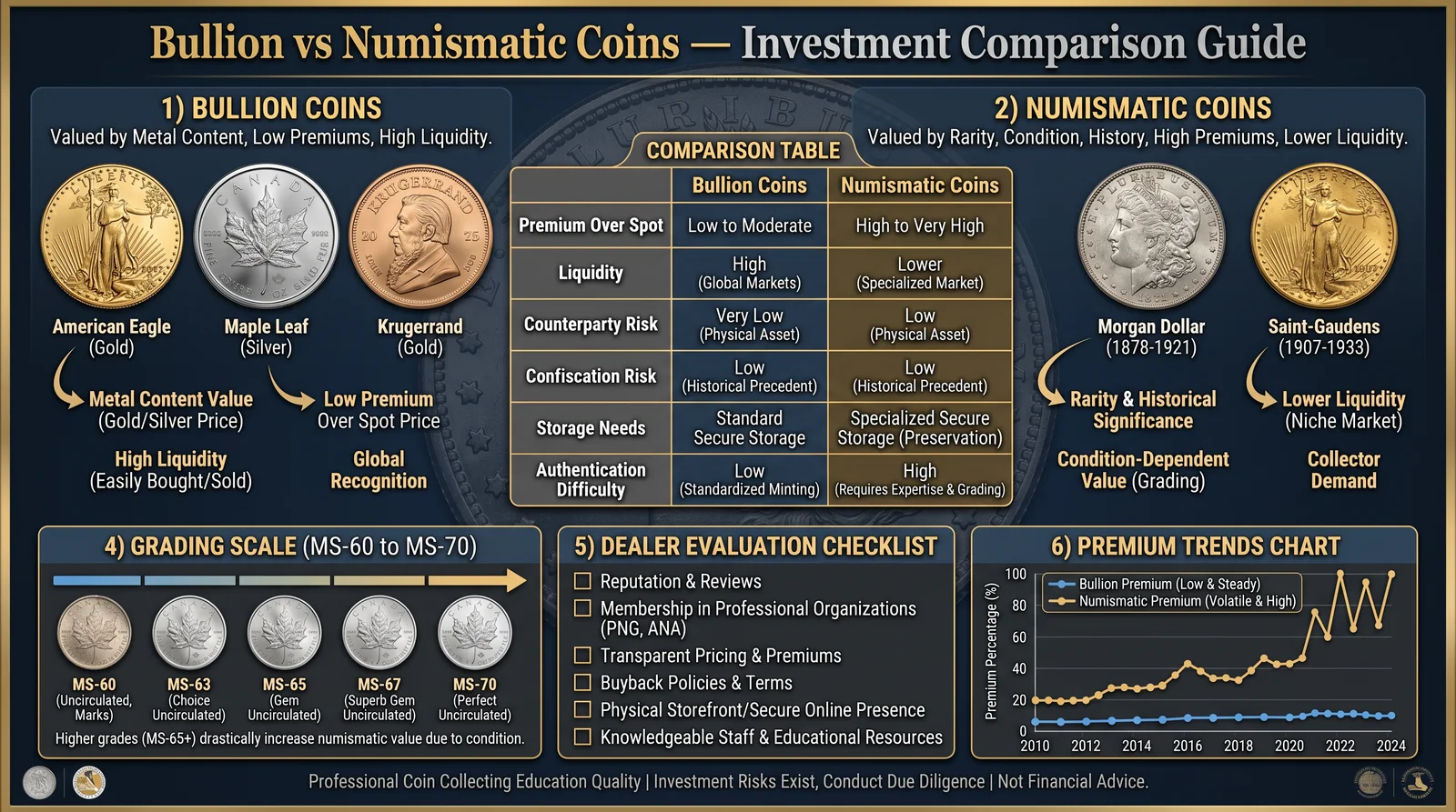 Bullion vs Numismatic Coins — Investment Comparison