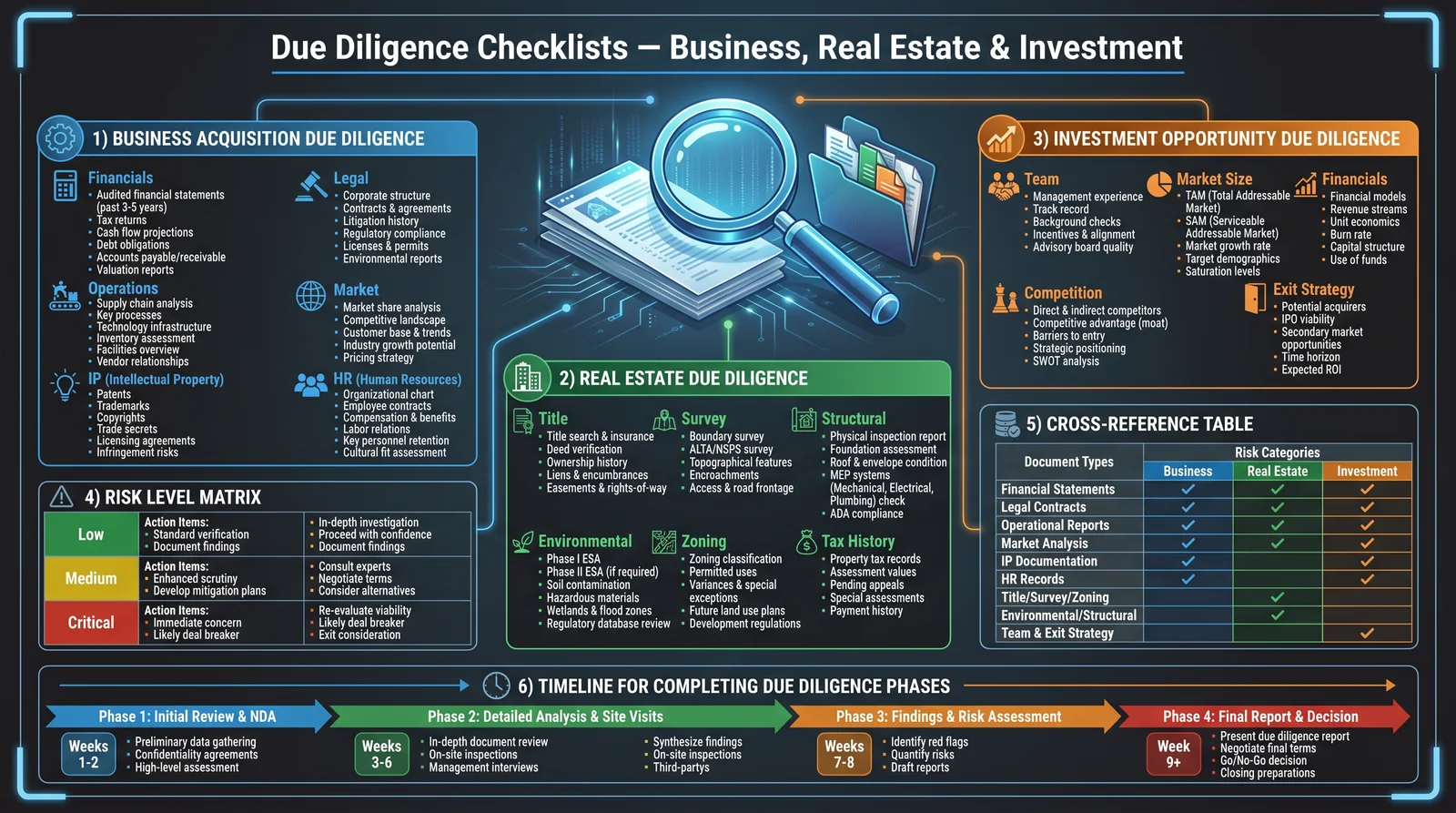 Due Diligence Checklists — Business, Real Estate & Investments