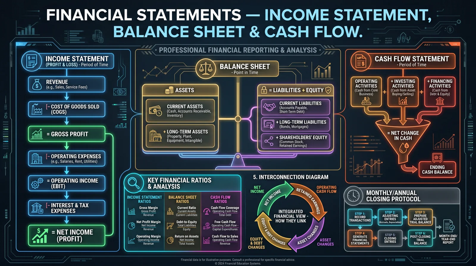 Financial Statements — Income, Balance Sheet & Cash Flow