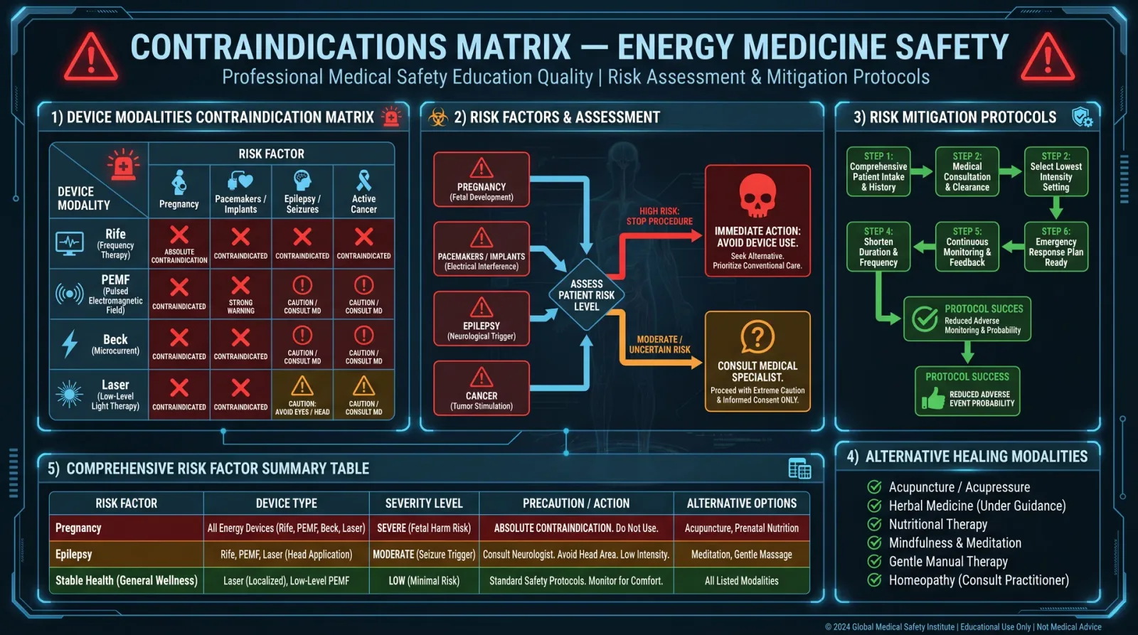 Contraindications Matrix — Energy Medicine Safety