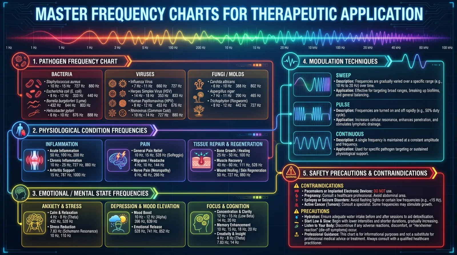 Master Frequency Charts for Therapeutic Application