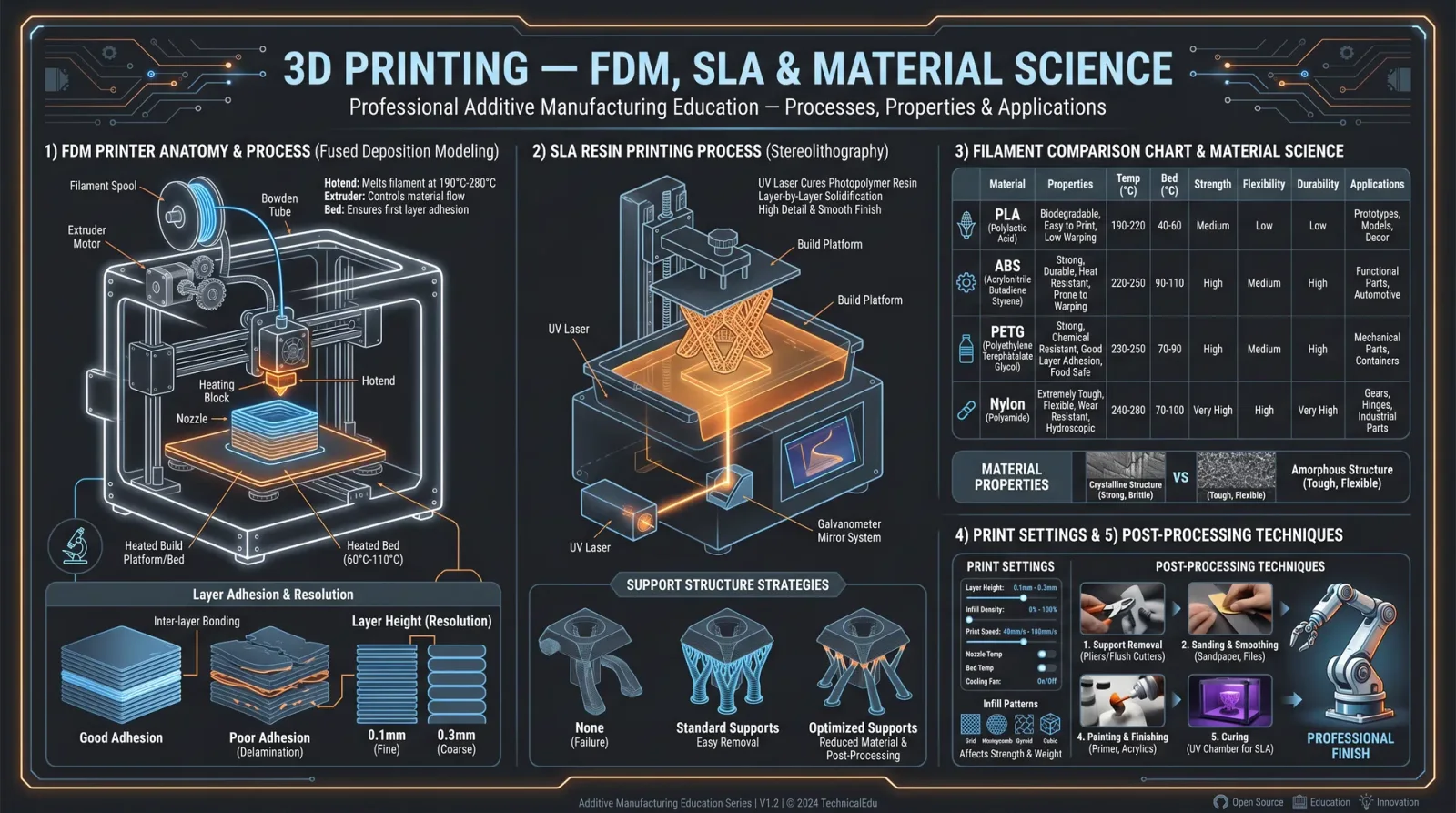 3D Printing — FDM, SLA & Material Science