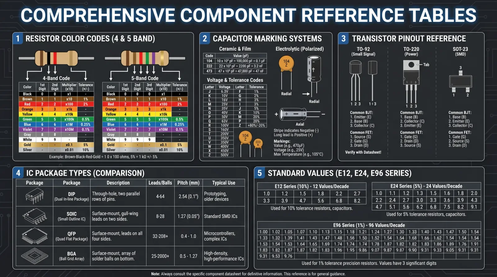 Comprehensive Component Reference Tables