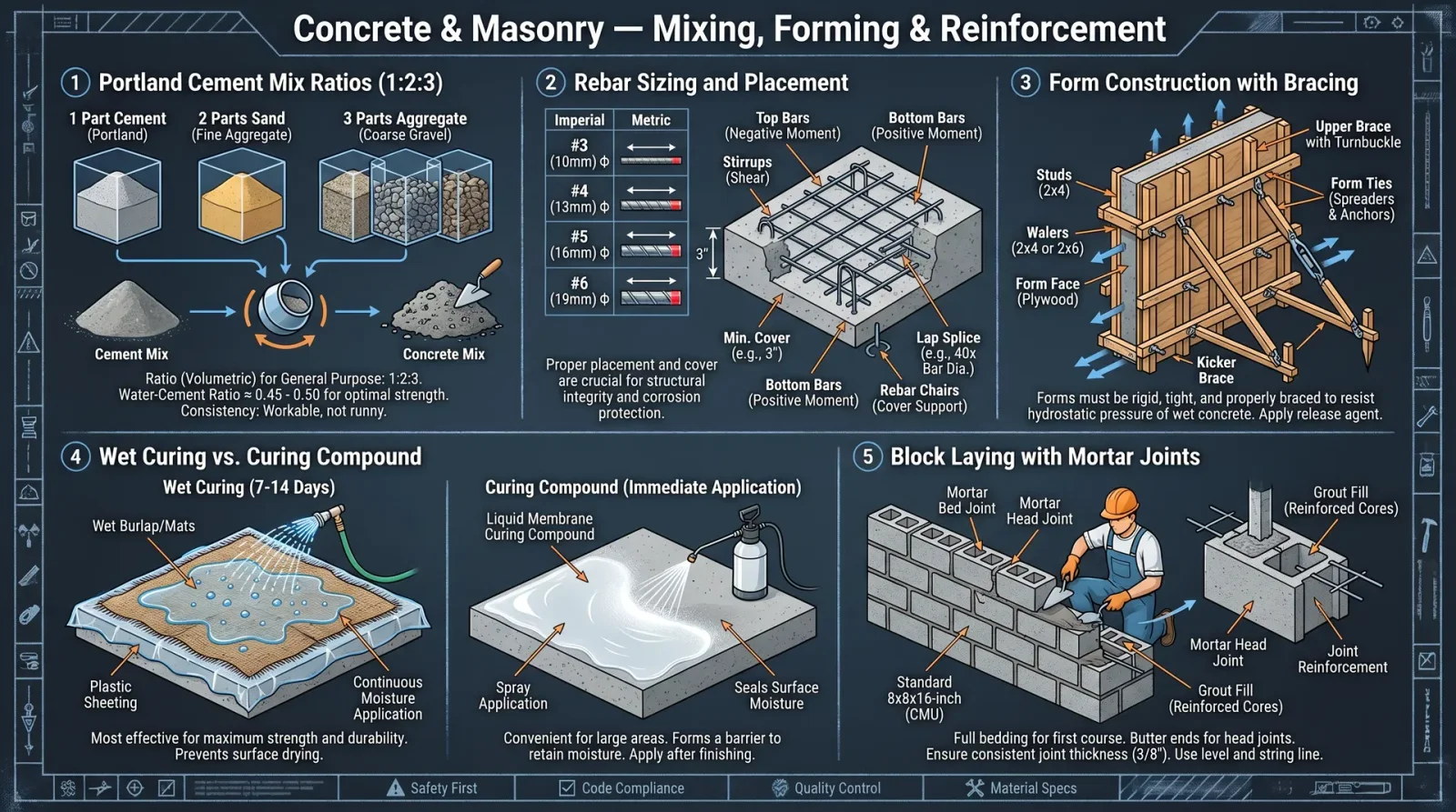 Concrete & Masonry — Mixing, Forming & Reinforcement