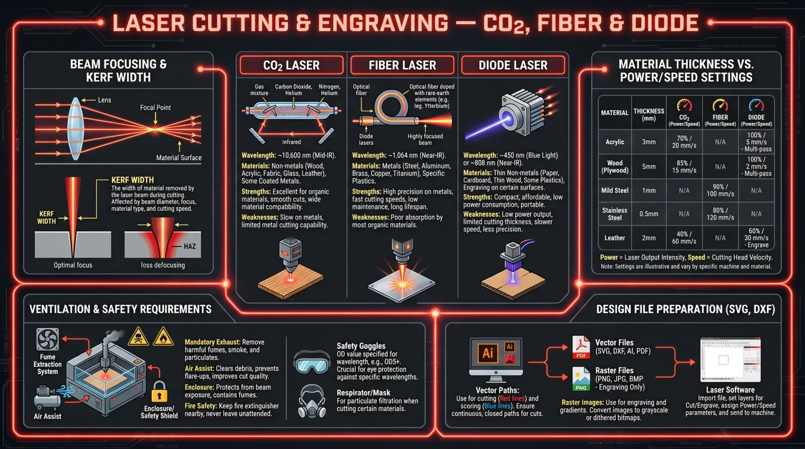 Laser Cutting & Engraving — CO2, Fiber & Diode