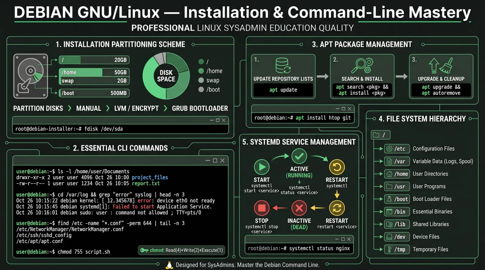 Debian GNU/Linux — Installation & Command-Line Mastery