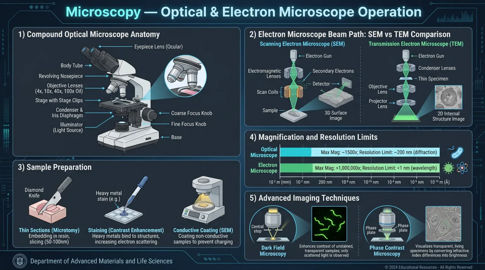 Microscopy — Optical & Electron Microscope Operation