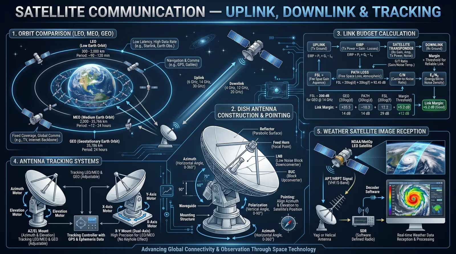 Satellite Communication — Uplink, Downlink & Tracking