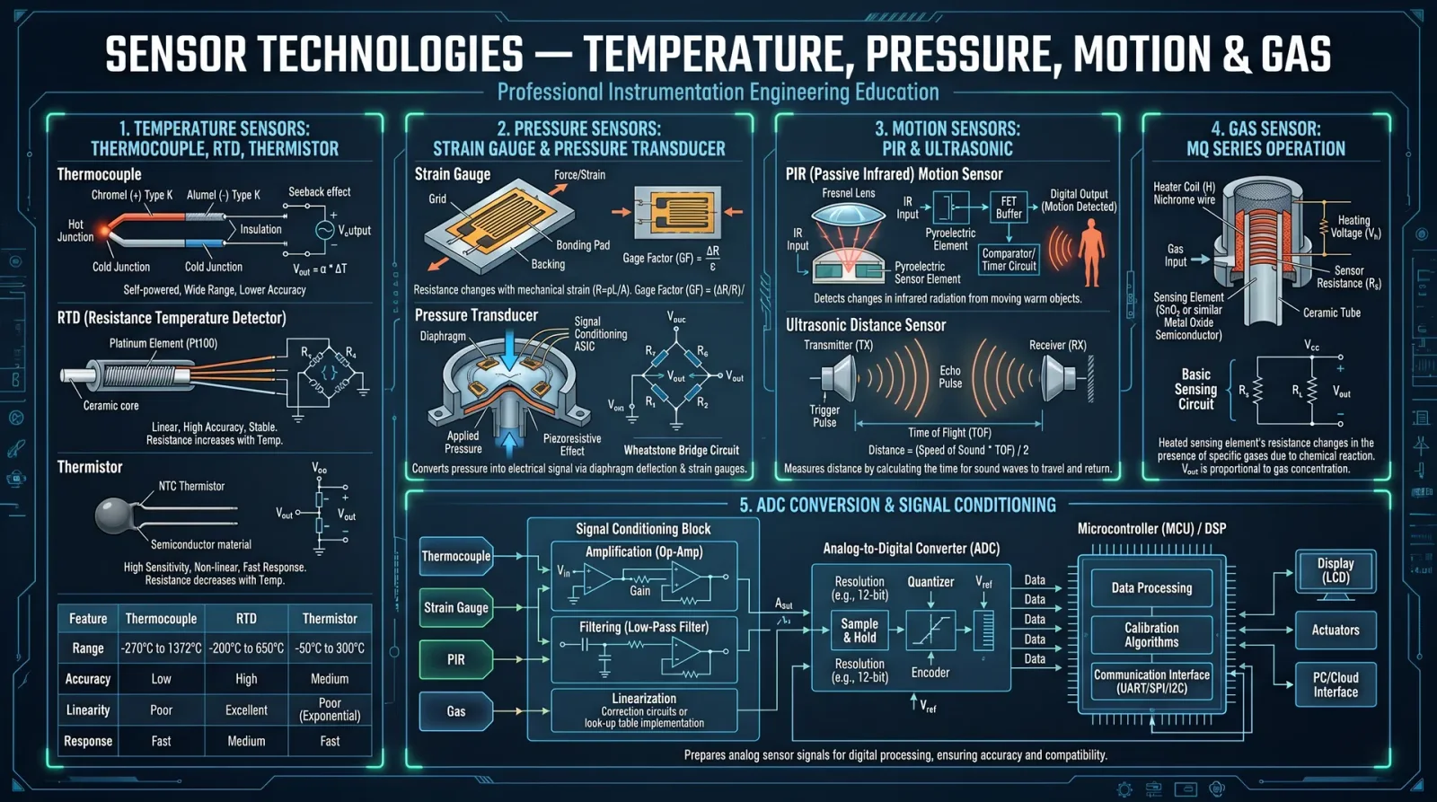 Sensor Technologies — Temperature, Pressure, Motion & Gas