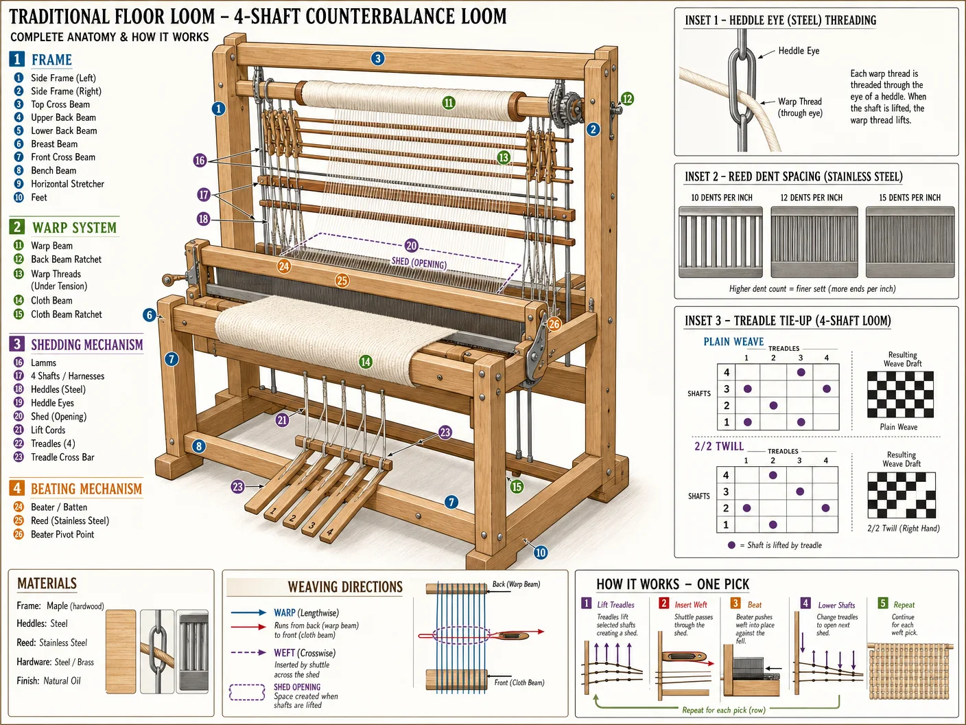 The Floor Loom — Complete Weaving Reference