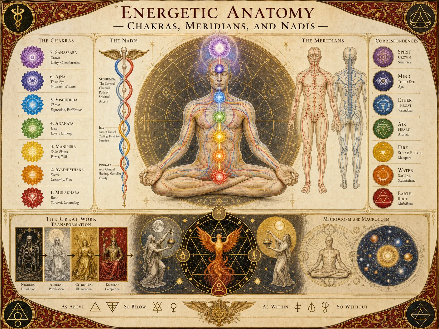 Energetic Anatomy — Chakras, Meridians, and Nadis
