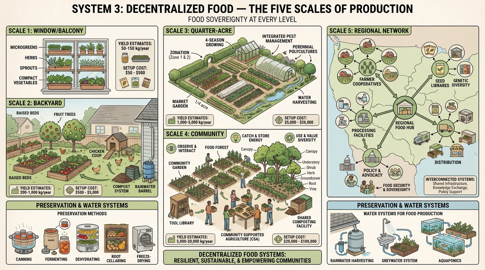 System 3: Decentralized Food — Five Scales of Production