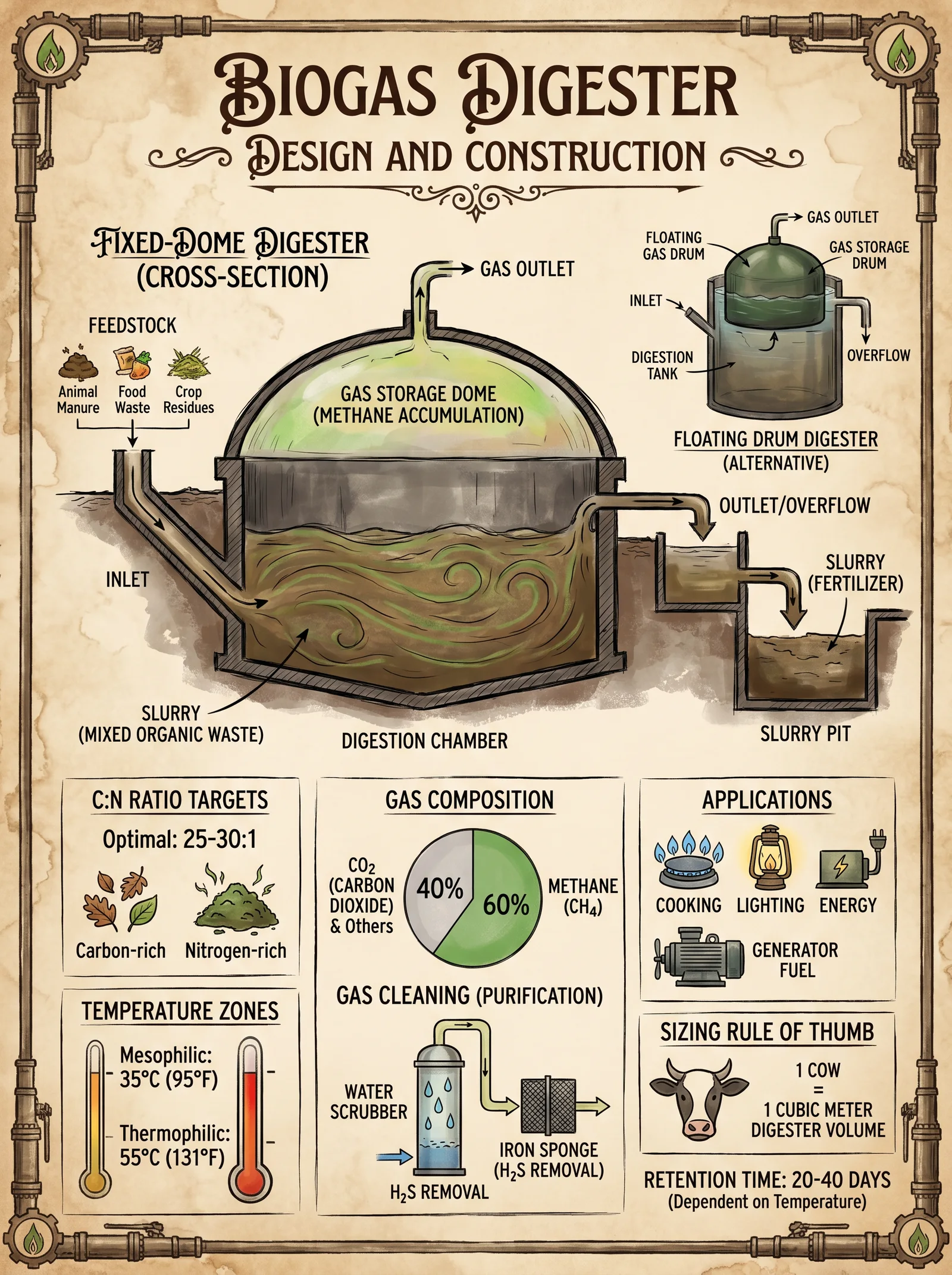 Biogas Digester Design and Construction
