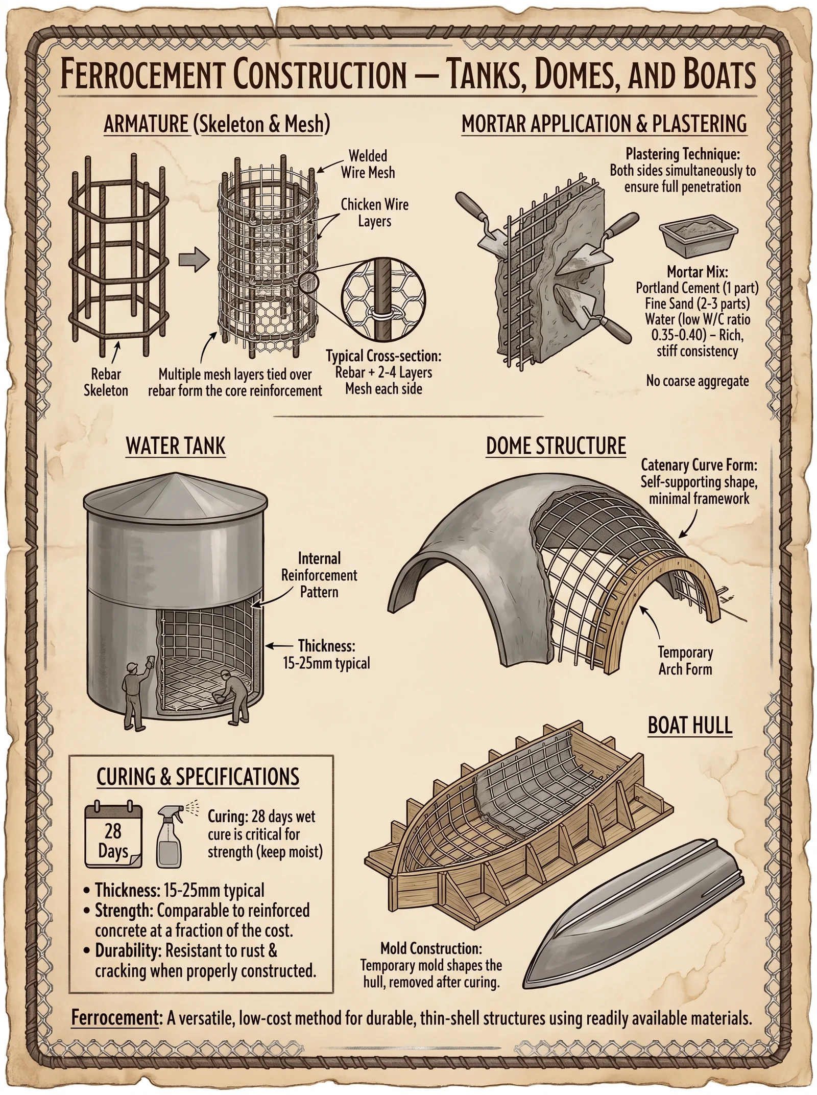 Ferrocement Construction — Tanks, Domes, Boats
