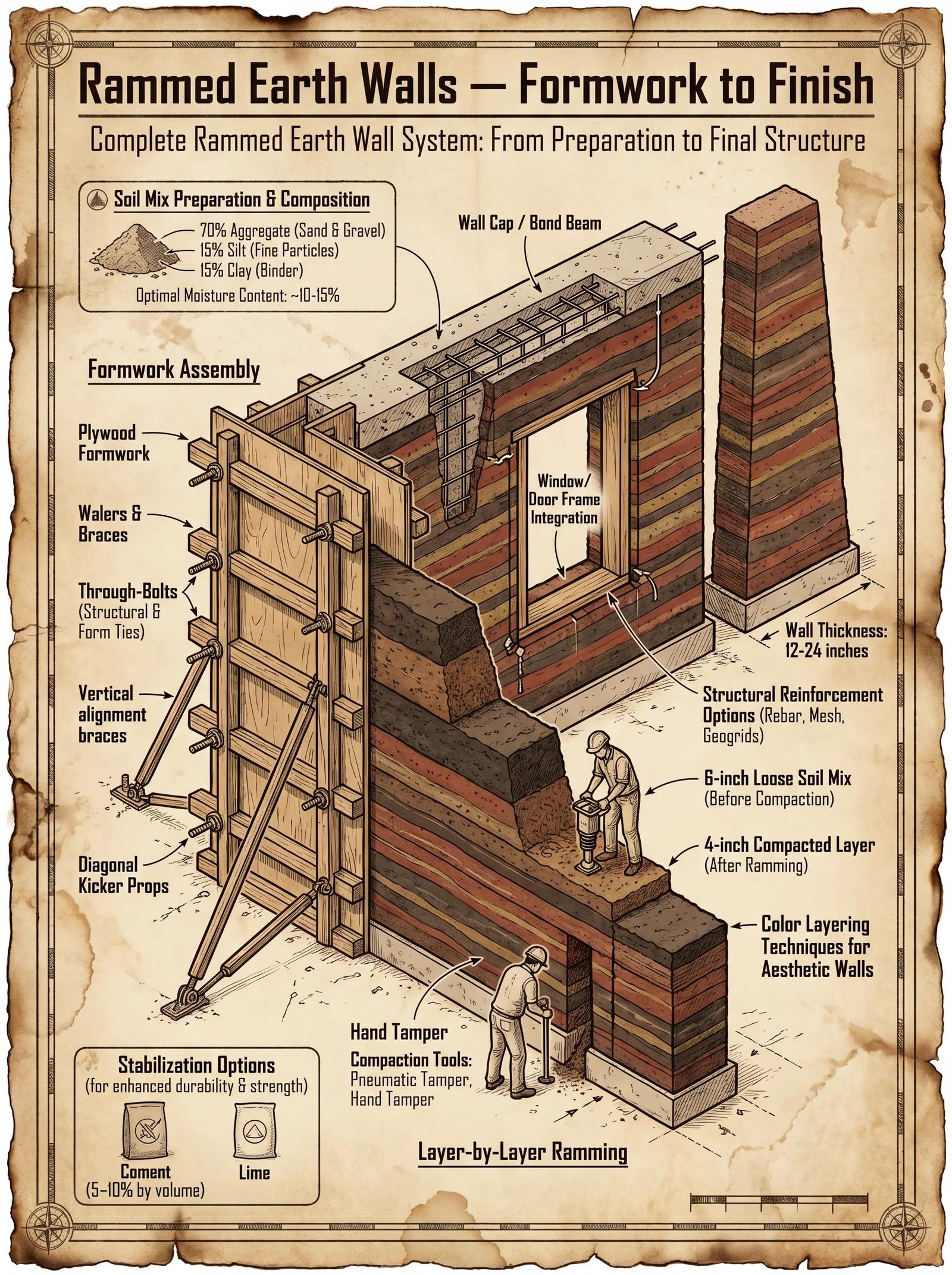 Rammed Earth Walls — Formwork and Compaction