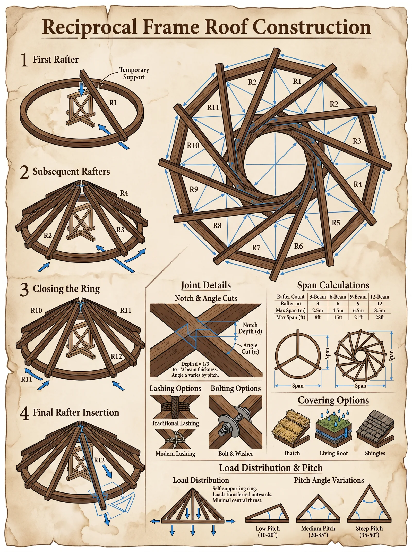 Reciprocal Roof Frame — Self-Supporting Structure