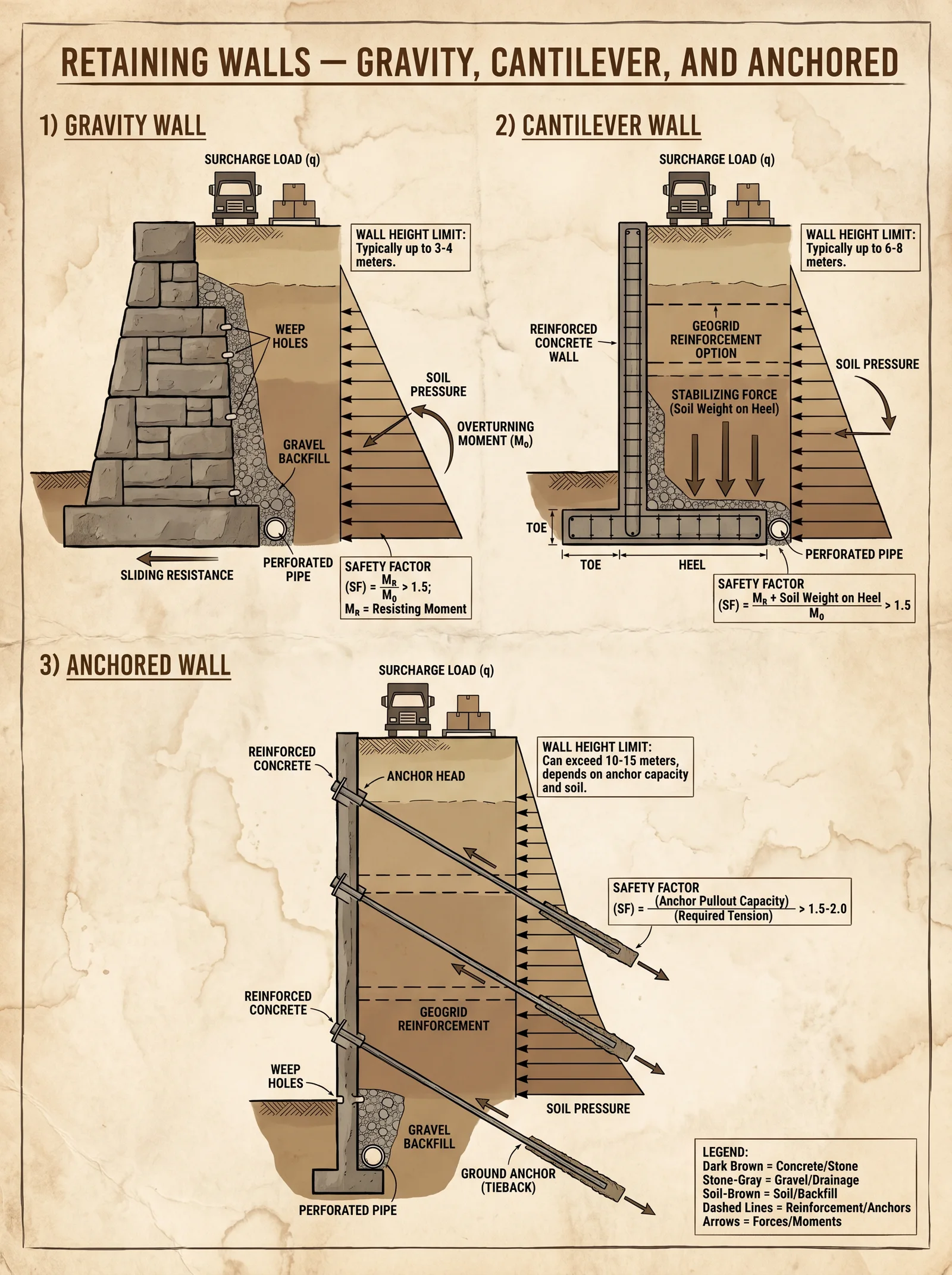 Retaining Walls — Gravity and Reinforced