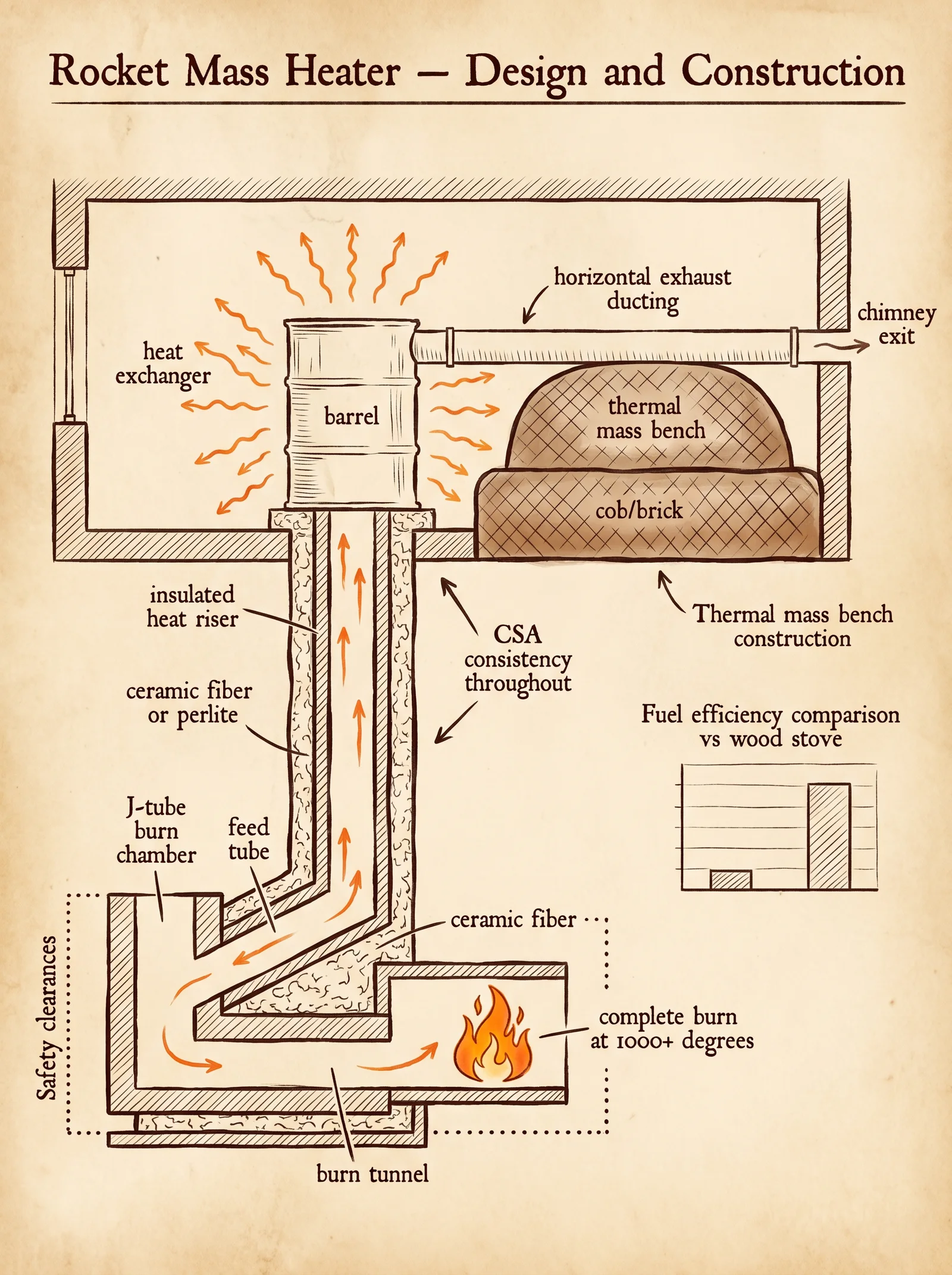 Rocket Mass Heater — Combustion and Heat Storage