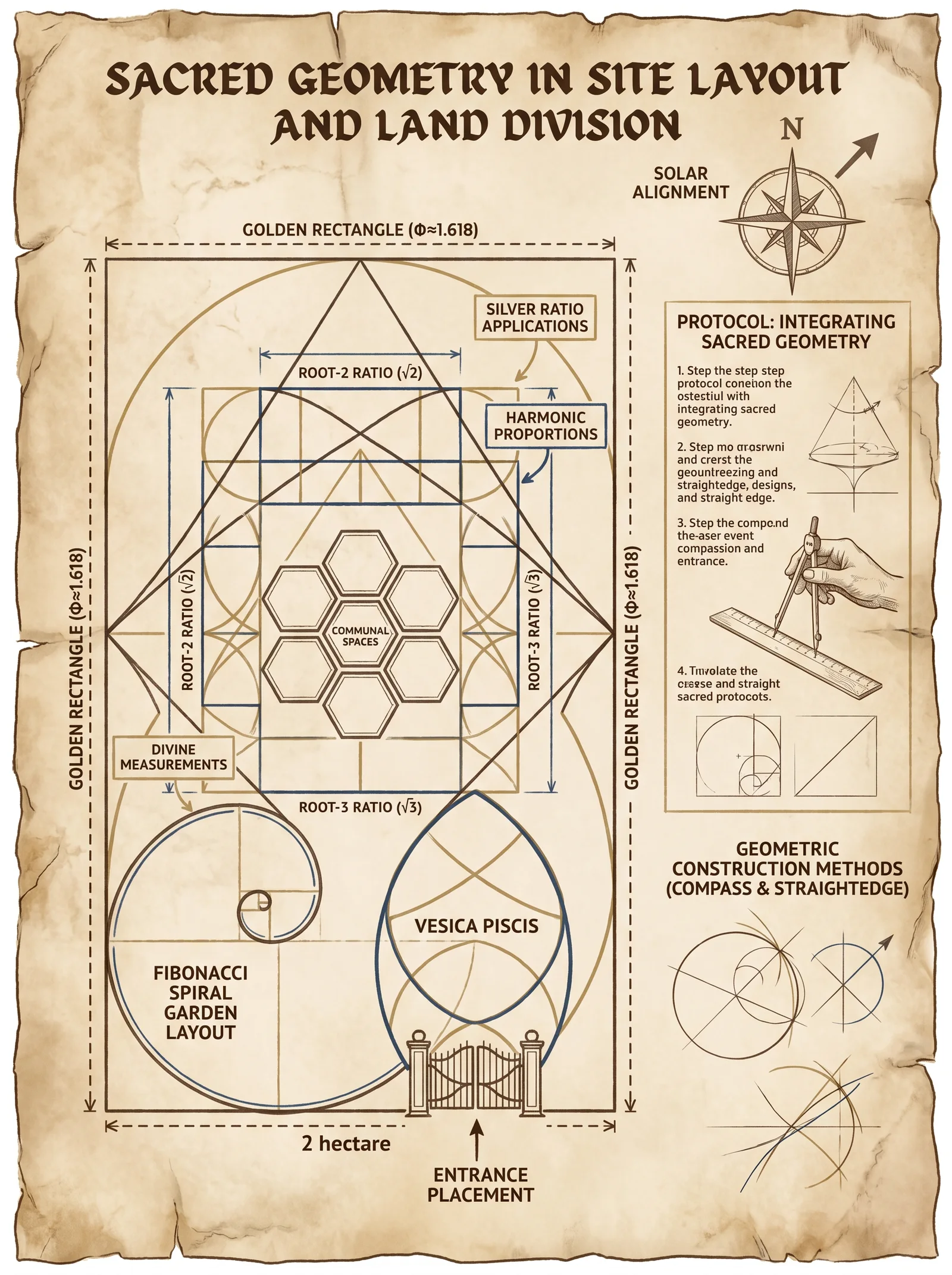 Sacred Geometry Site Layout — Golden Ratio Design