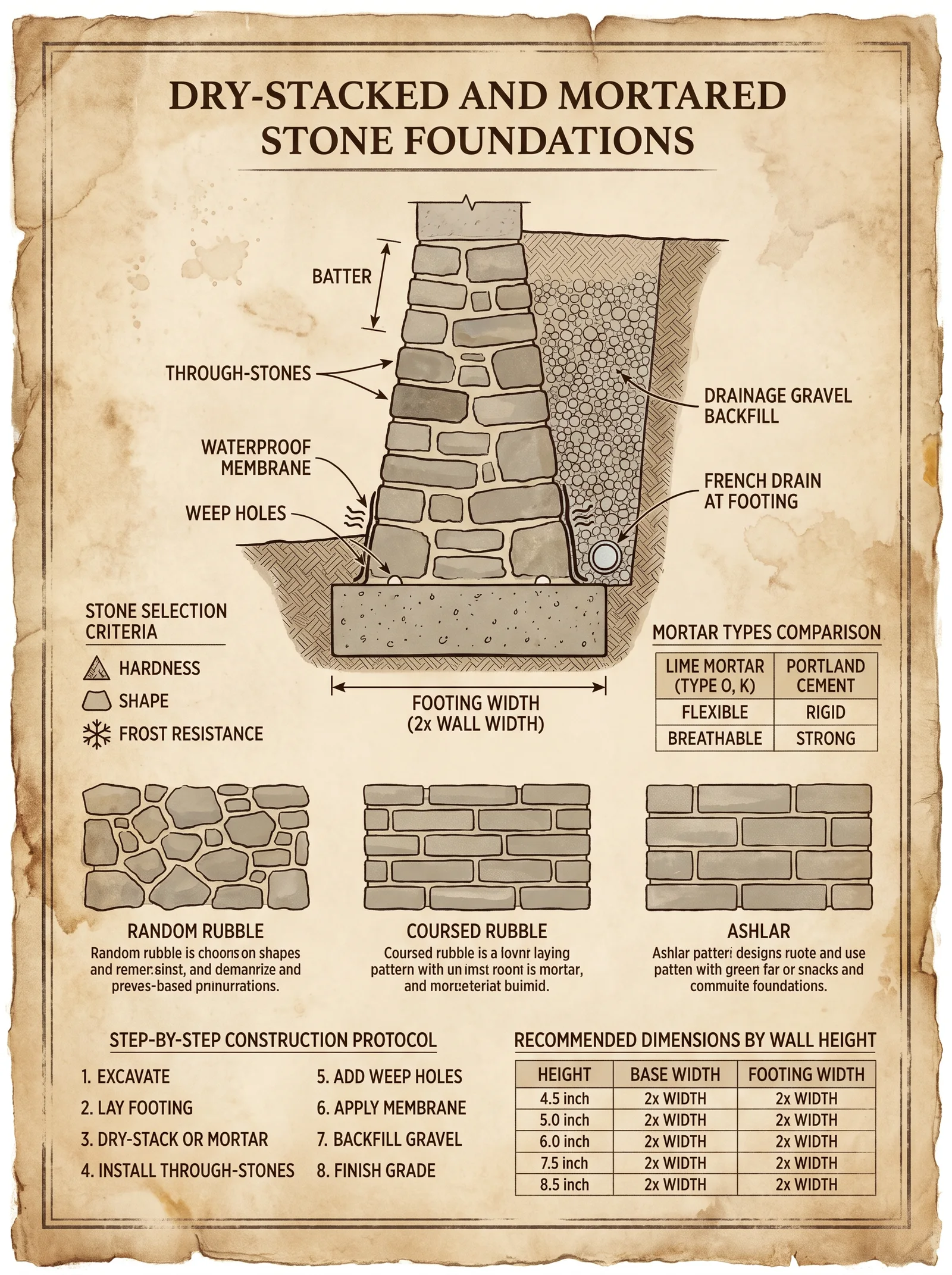 Dry-Stacked Stone Foundations — Construction Method