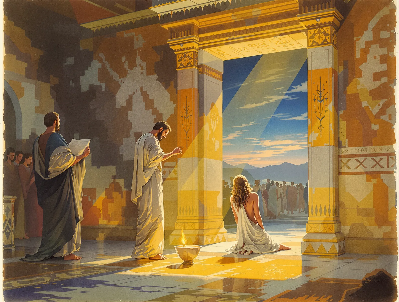 The anointing of the threshold-officer at the temple door